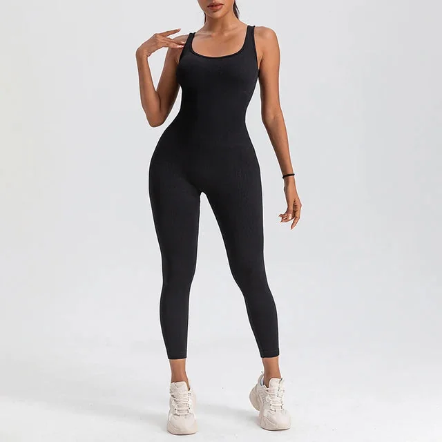 Comfortable Square Neck Jumpsuit for Yoga and Fitness