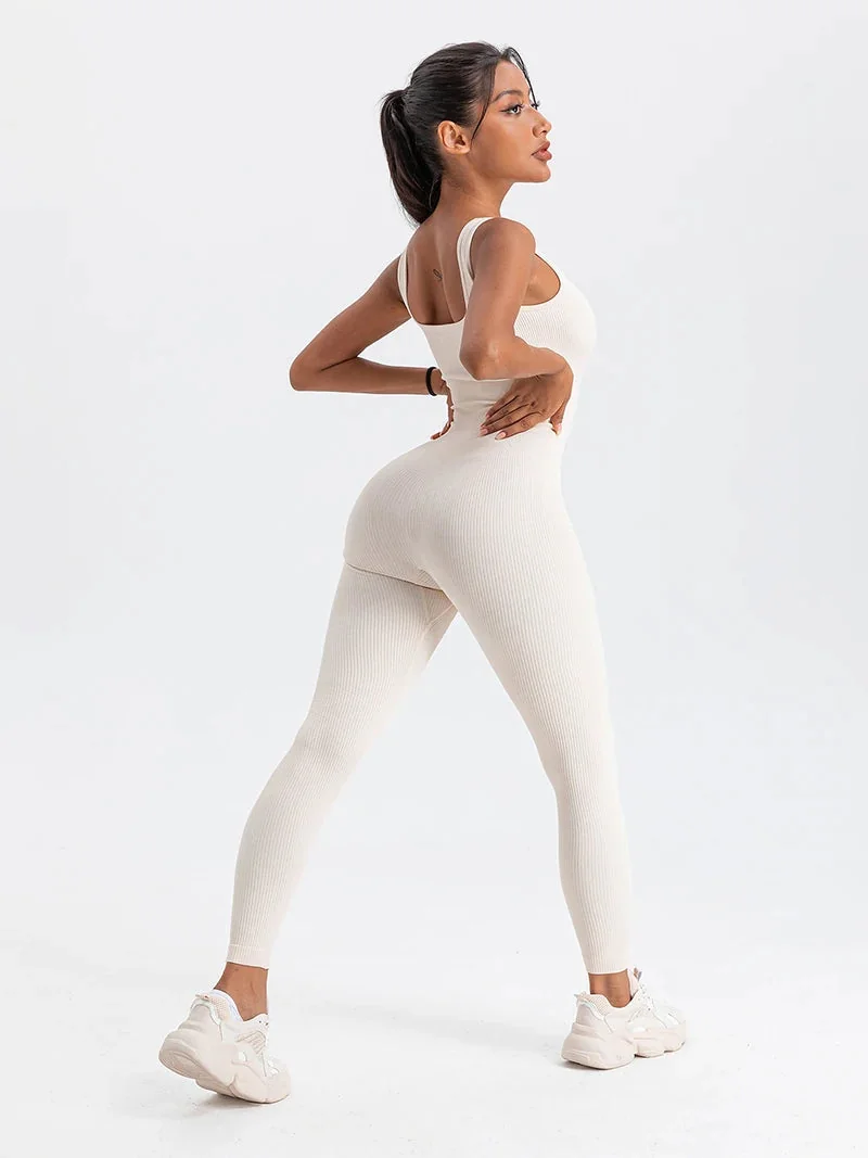 Comfortable Square Neck Jumpsuit for Yoga and Fitness