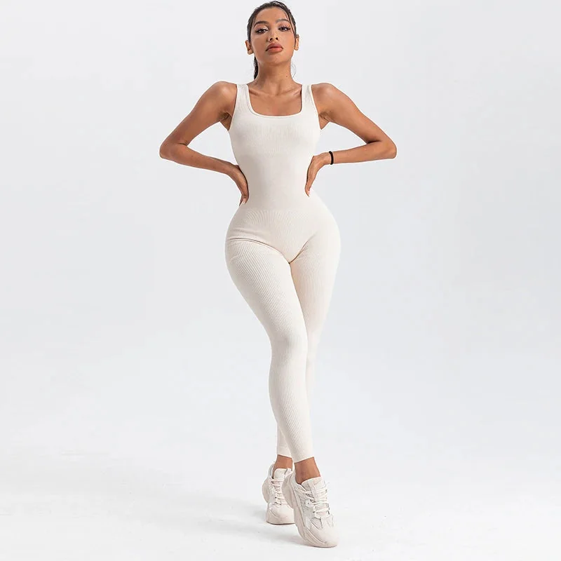 Comfortable Square Neck Jumpsuit for Yoga and Fitness