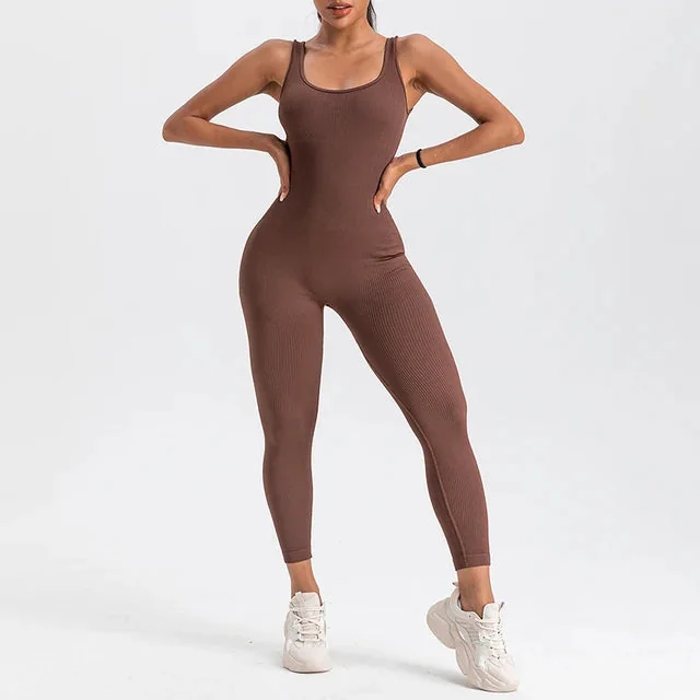 Comfortable Square Neck Jumpsuit for Yoga and Fitness