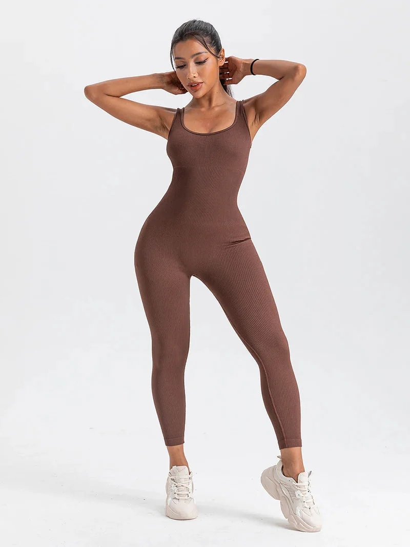 Comfortable Square Neck Jumpsuit for Yoga and Fitness