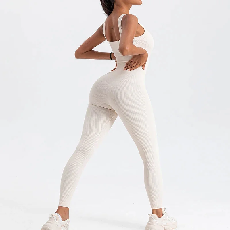 Comfortable Square Neck Jumpsuit for Yoga and Fitness