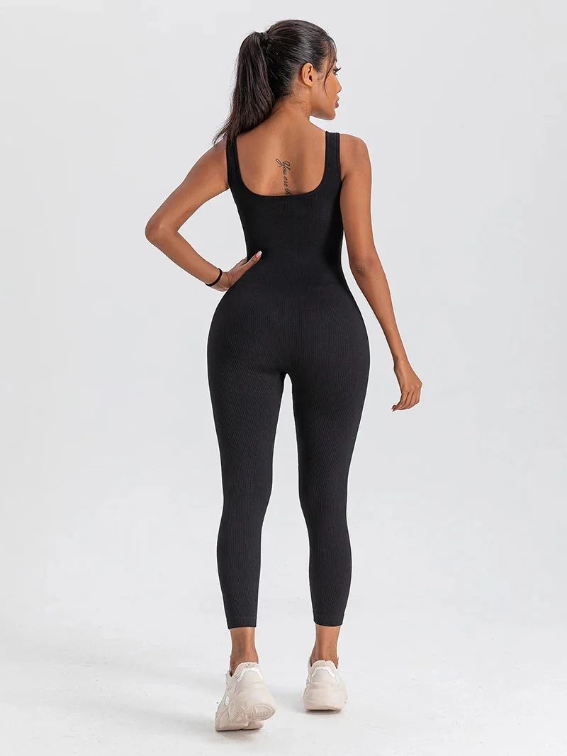 Comfortable Square Neck Jumpsuit for Yoga and Fitness