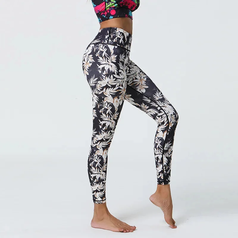 Floral Print High Waist Fitness Leggings - Breathable & Flexible