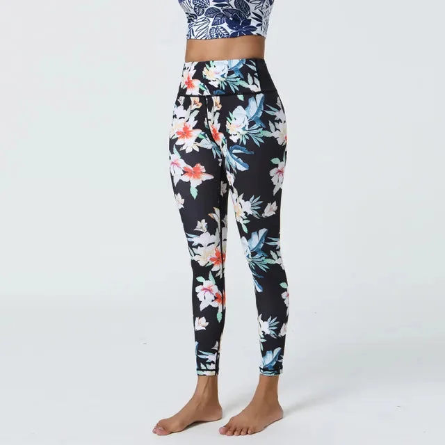 Floral Print High Waist Fitness Leggings - Breathable & Flexible