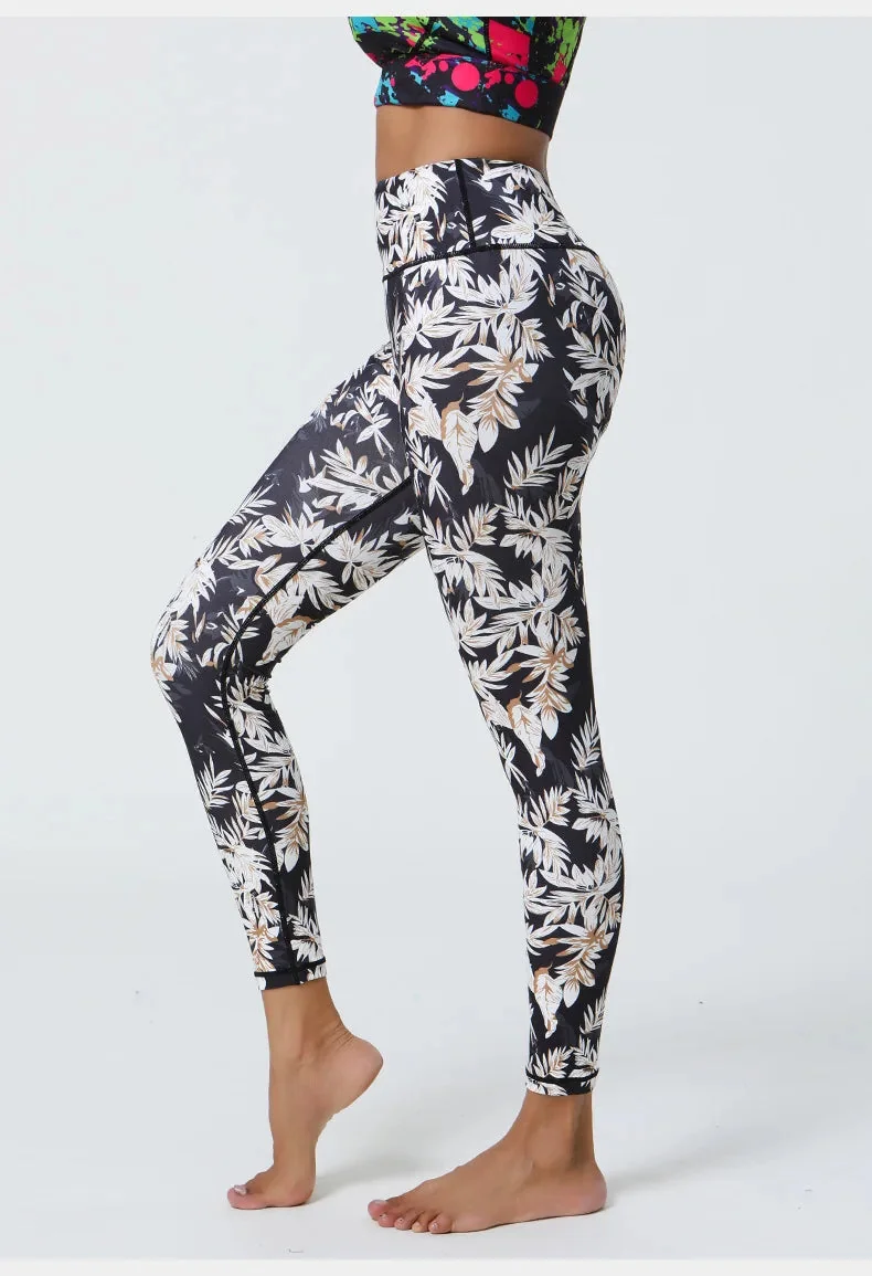 Floral Print High Waist Fitness Leggings - Breathable & Flexible