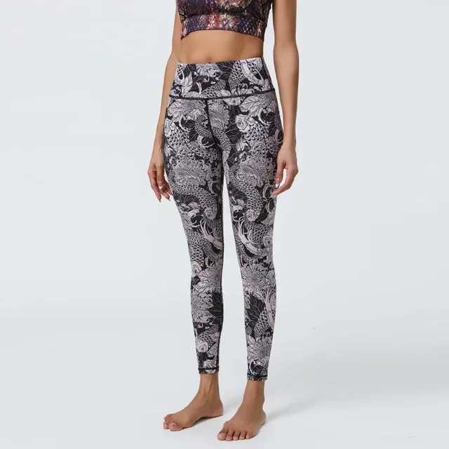 Floral Print High Waist Fitness Leggings - Breathable & Flexible