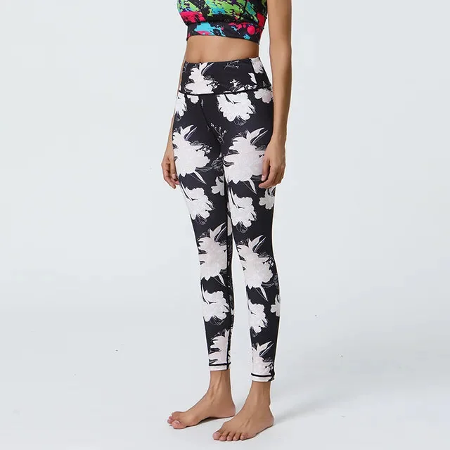 Floral Print High Waist Fitness Leggings - Breathable & Flexible