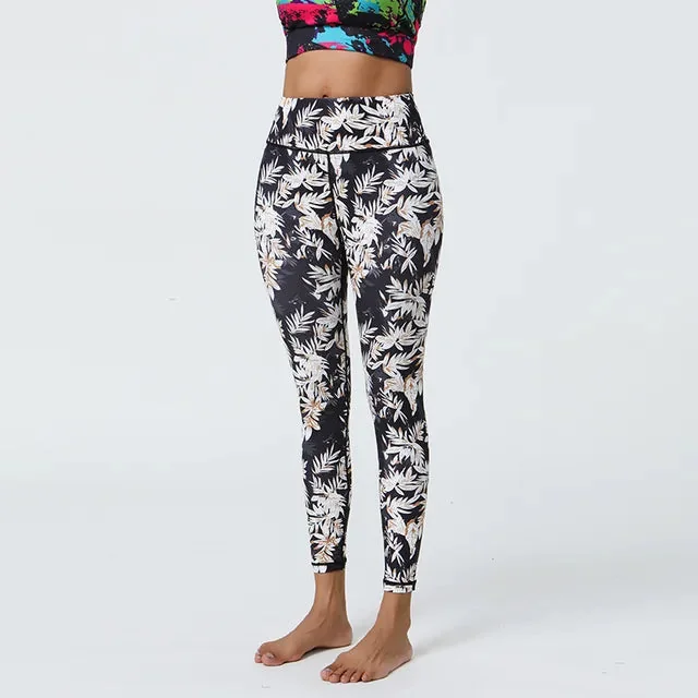 Floral Print High Waist Fitness Leggings - Breathable & Flexible