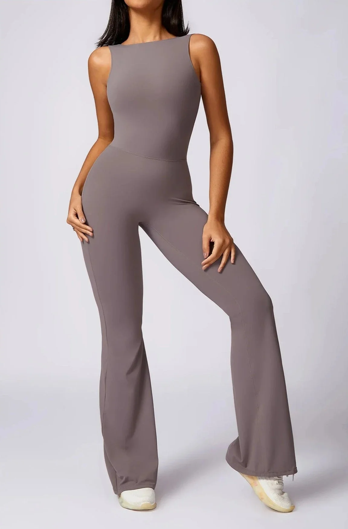 Flared Backless Brown Jumpsuit for Women - Comfort and Style