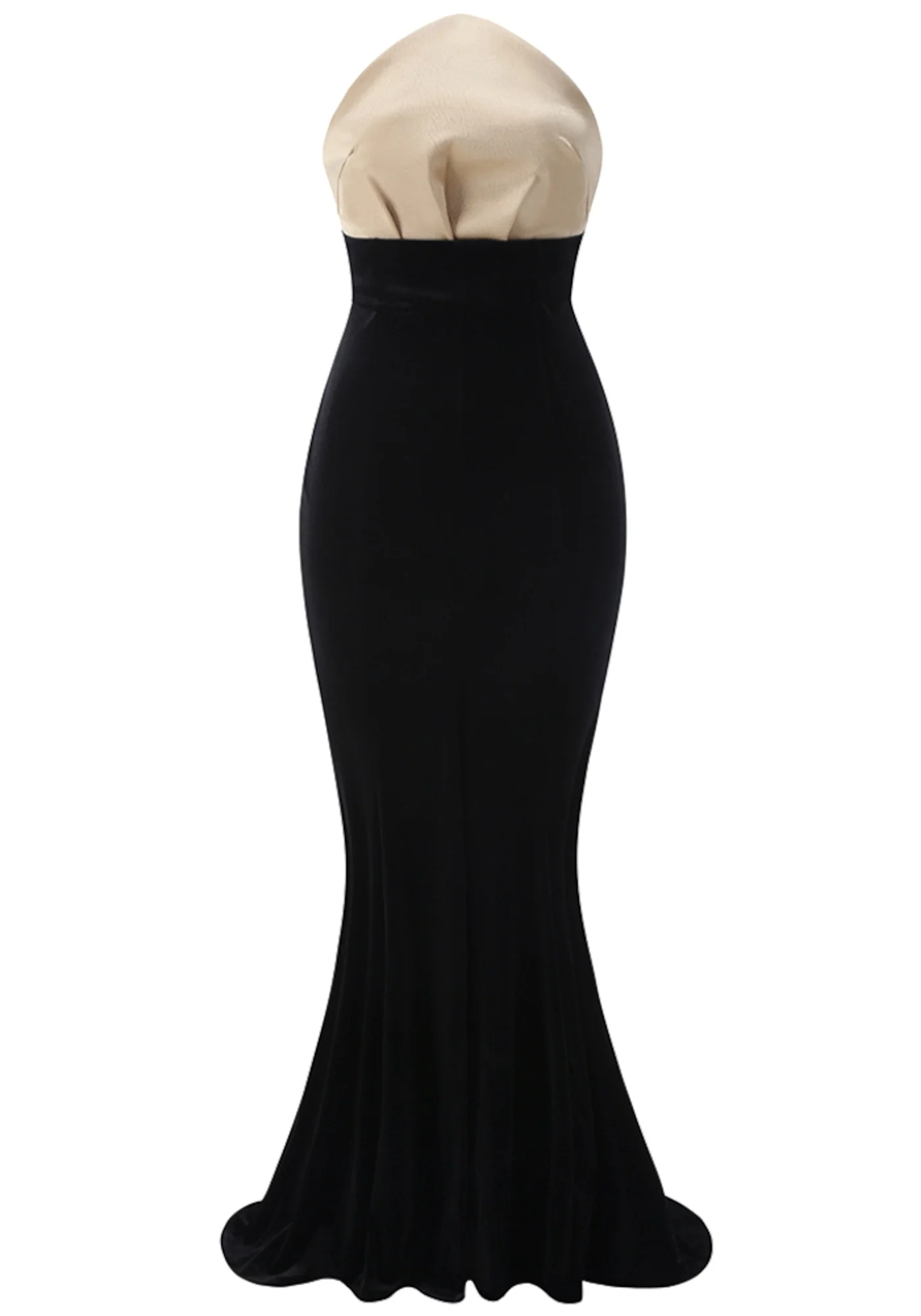 Black Strapless Velvet Mermaid Maxi Dress