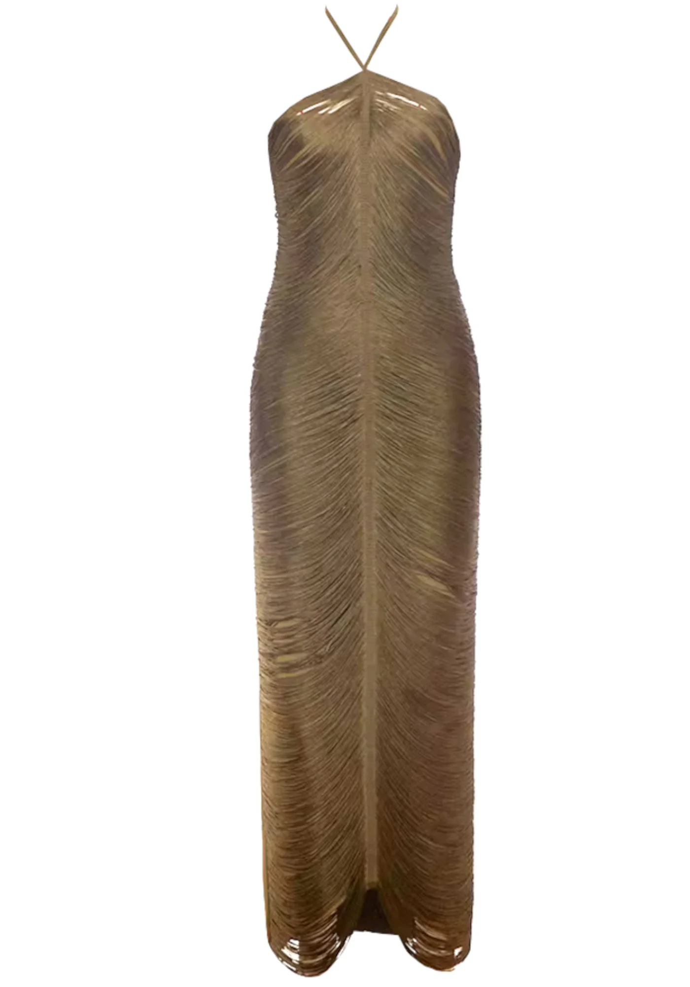 Green Halter Neck Tassel Maxi Dress