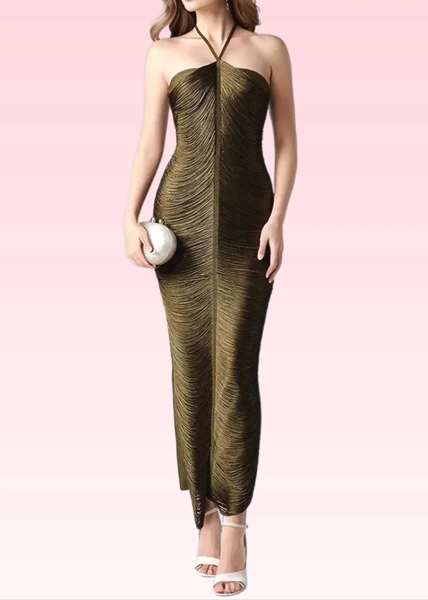 Green Halter Neck Tassel Maxi Dress