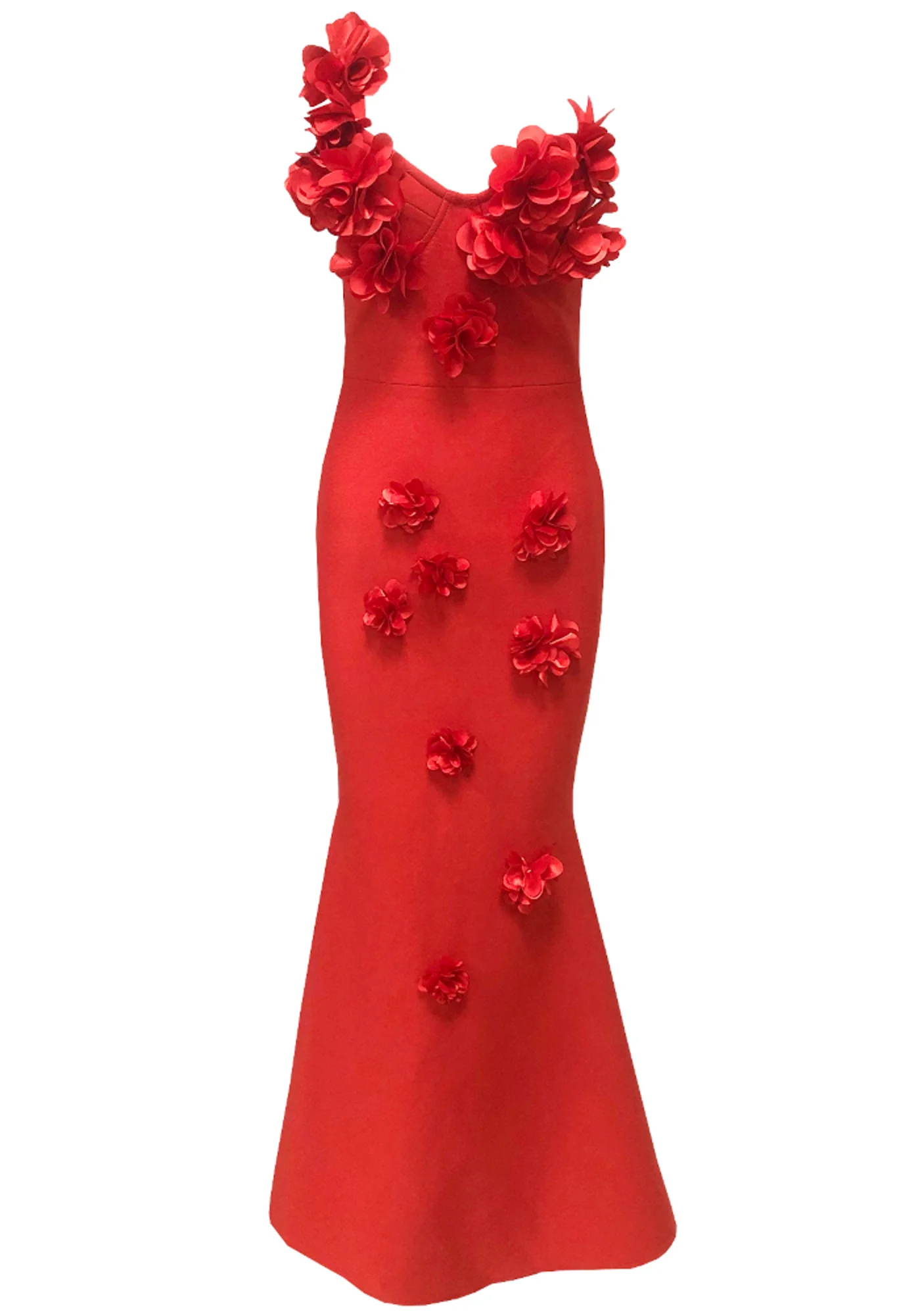 Red Floral Sleeveless Mermaid Maxi Dress