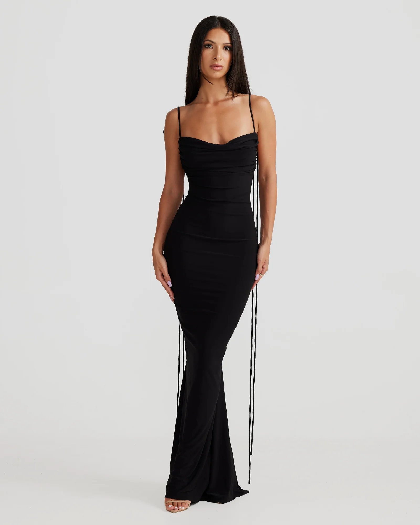 Black Backless Halter Maxi Dress - Stretch Fabric