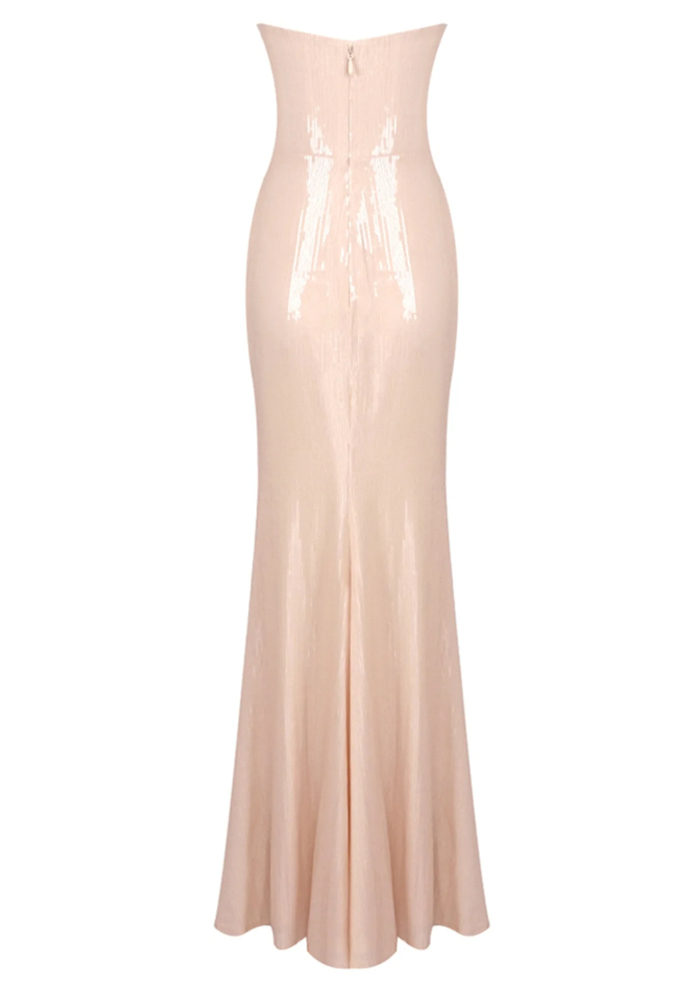 Nude Sequin Mermaid Maxi Dress with Mesh Insert