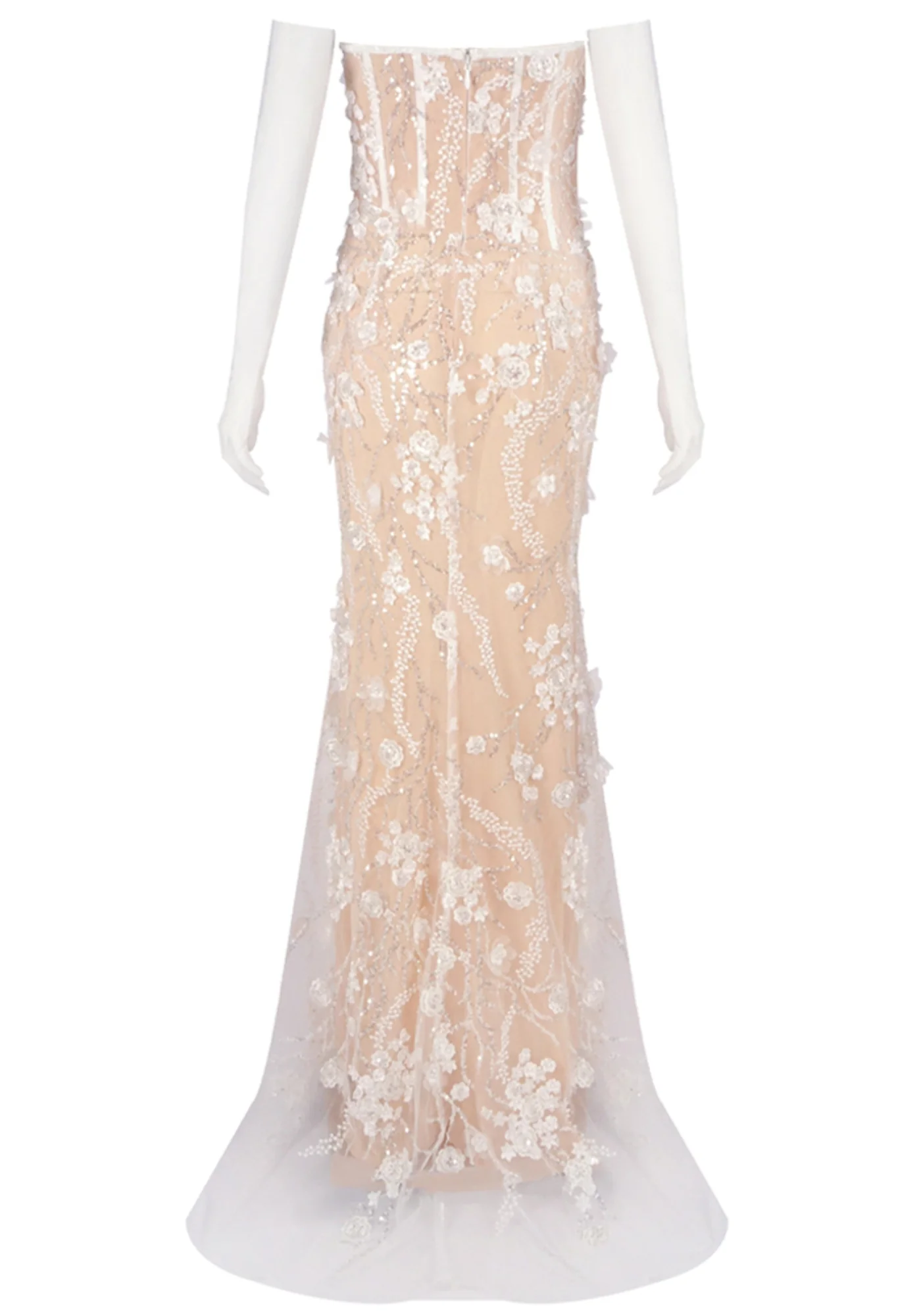 White Floral Lace Sequin Maxi Dress - Elegant Sleeveless Design