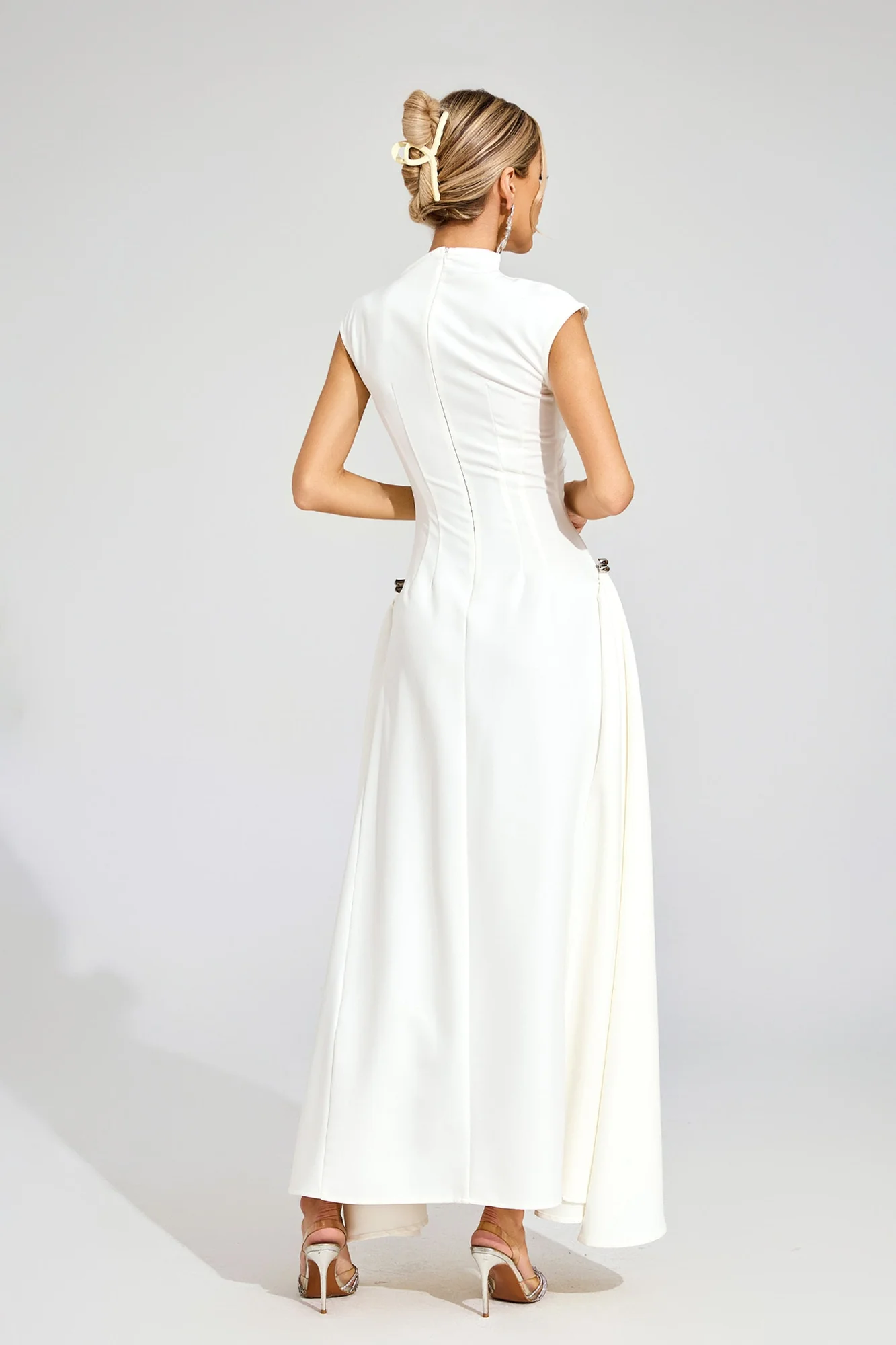 White Sleeveless Maxi Dress with Irregular Hem