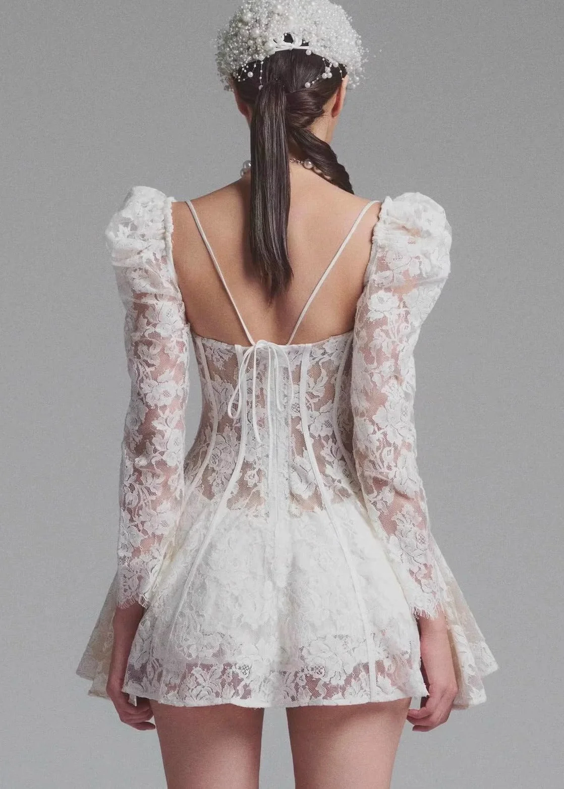 White Lace Corset Mini Dress for Women