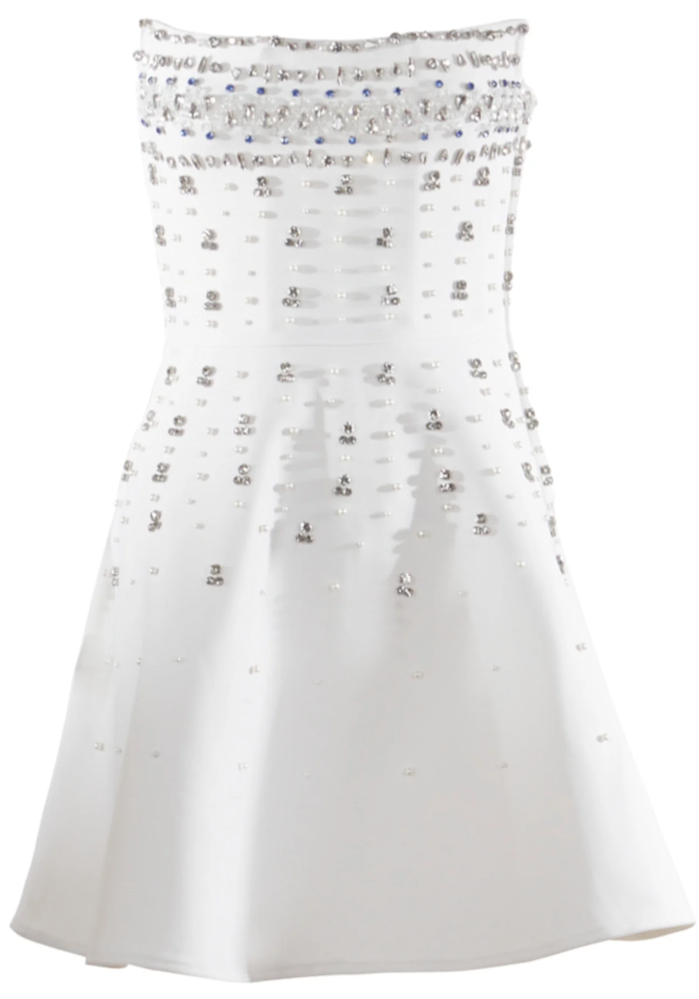 White A-Line Mini Dress with Crystal Embellishments