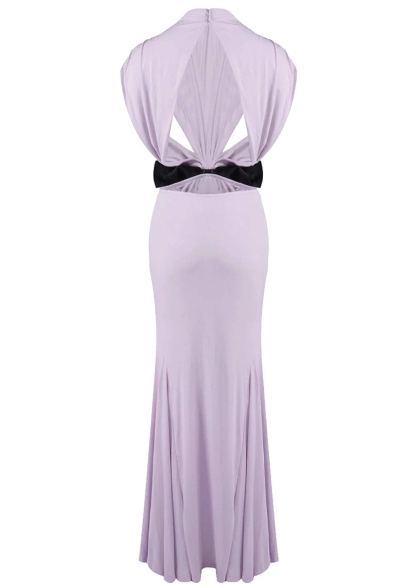 Lavender Backless Maxi Dress with Bow Detail