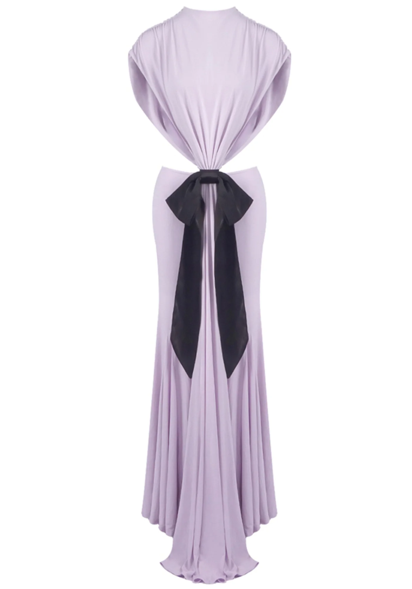 Lavender Backless Maxi Dress with Bow Detail