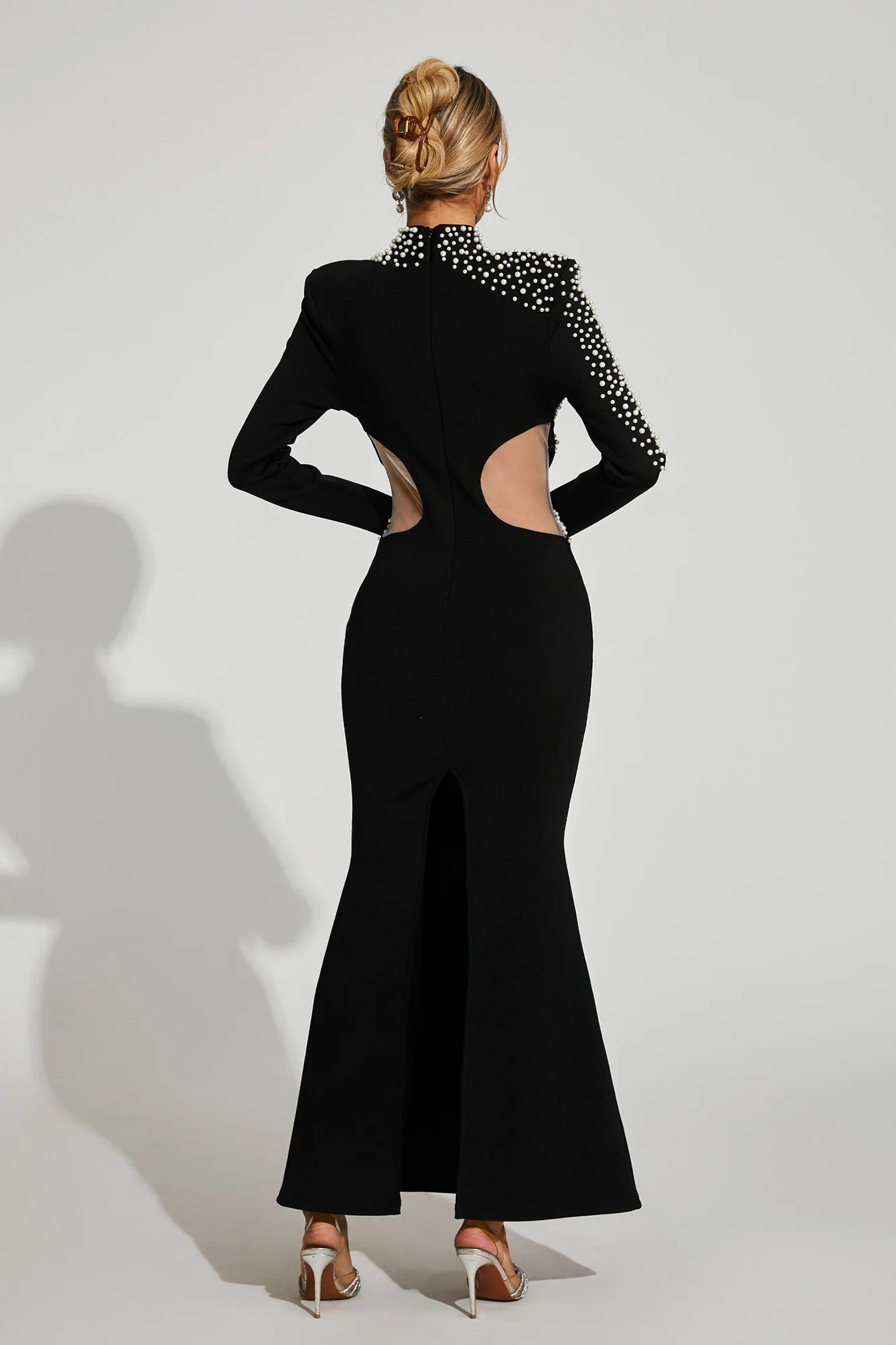 Black Mesh Cutout Bandage Maxi Dress - Elegant & Sexy Style