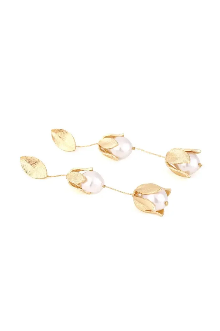 Gold Chain Pearl Earrings - Elegant Womens Jewelry