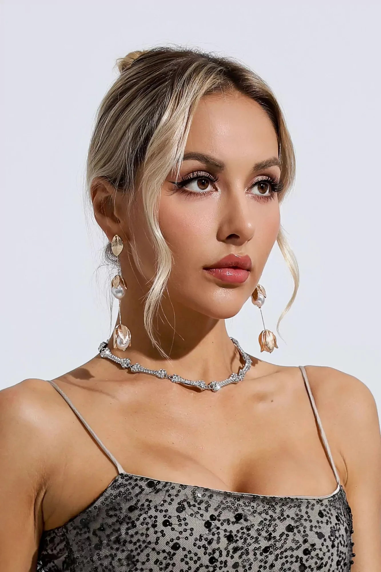 Gold Chain Pearl Earrings - Elegant Womens Jewelry