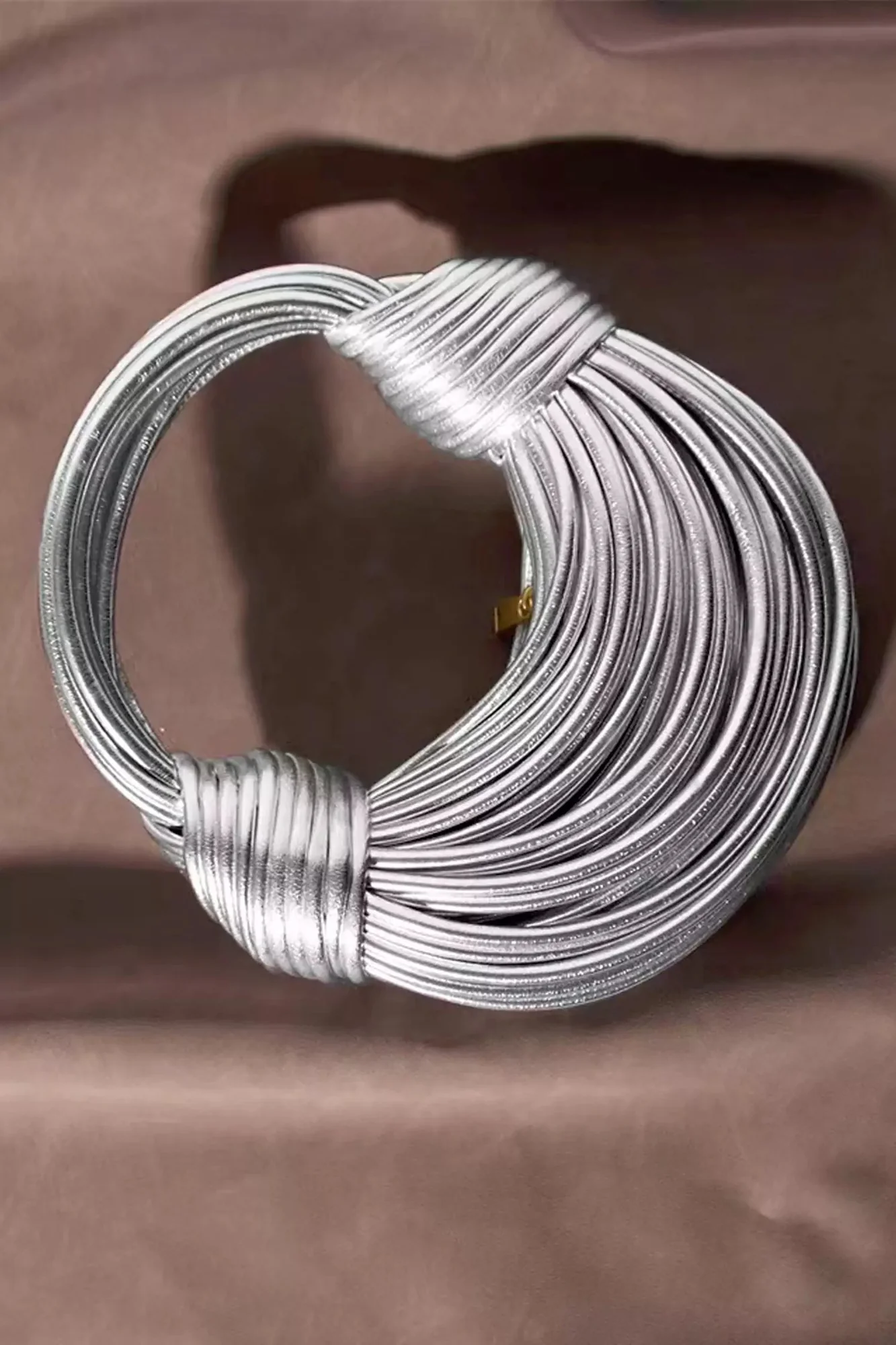 Silver Knotted PU Fashion Bag - Stylish & Functional