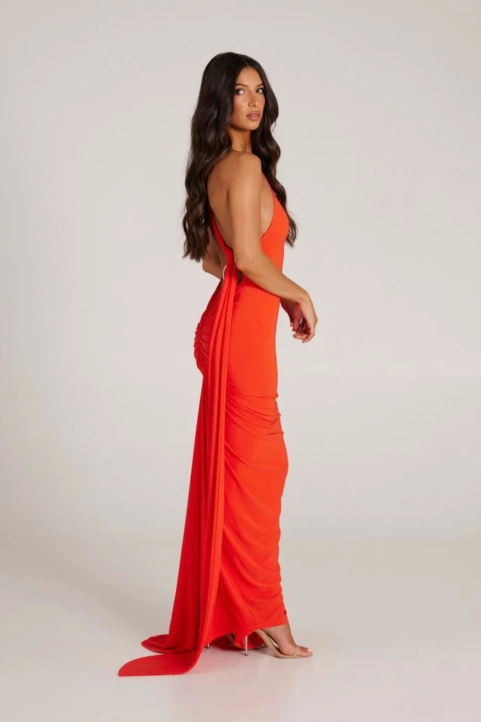 Tangerine Backless Maxi Dress - Vibrant Hot Pink