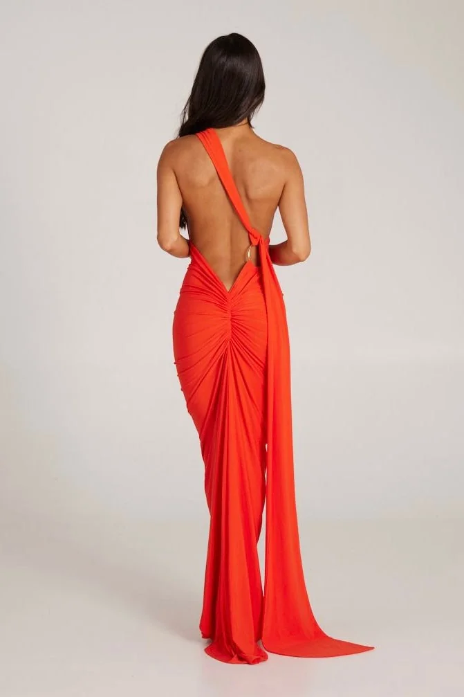 Tangerine Backless Maxi Dress - Vibrant Hot Pink