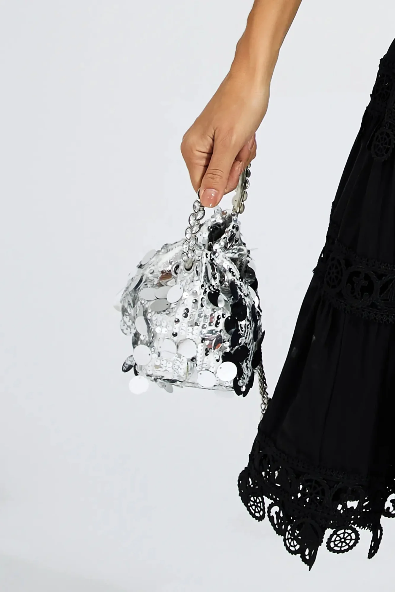 Silver Sequins Evening Shoulder Bag - Chic & Versatile Style