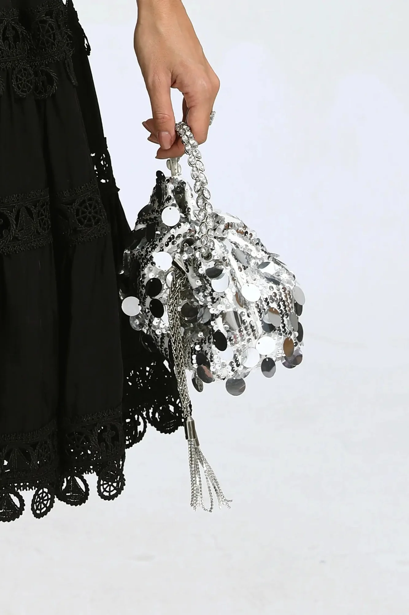 Silver Sequins Evening Shoulder Bag - Chic & Versatile Style