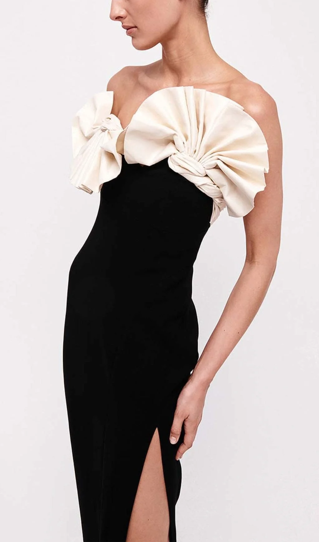 Black Ruffled Detail MIDI Dress - Elegant and Edgy