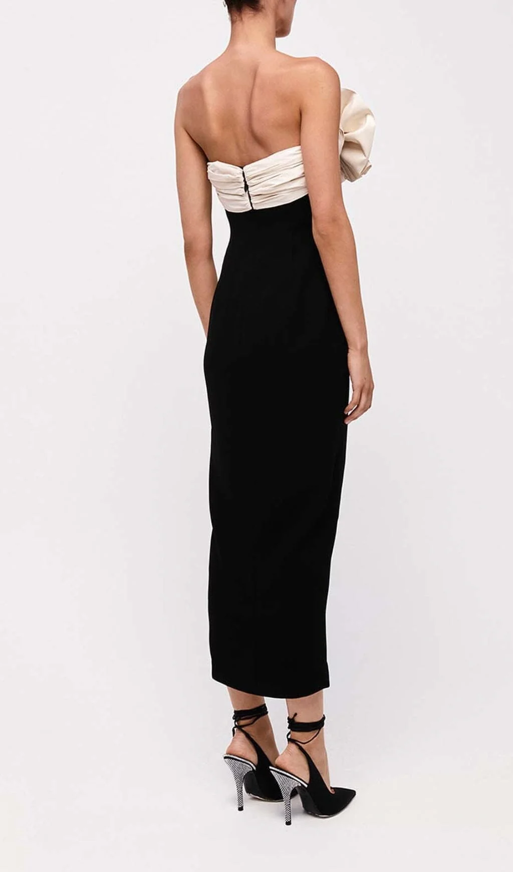 Black Ruffled Detail MIDI Dress - Elegant and Edgy