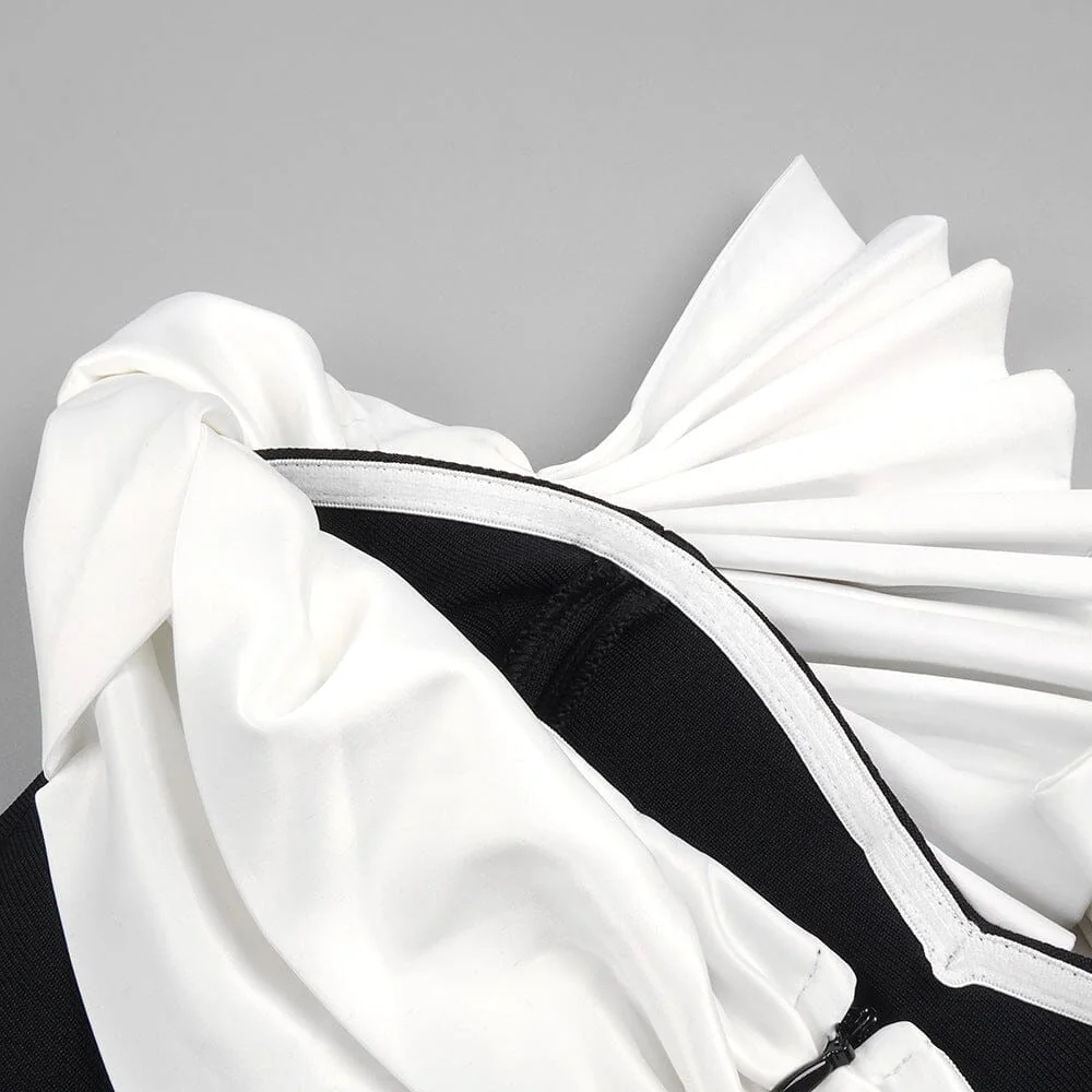 Black Ruffled Detail MIDI Dress - Elegant and Edgy