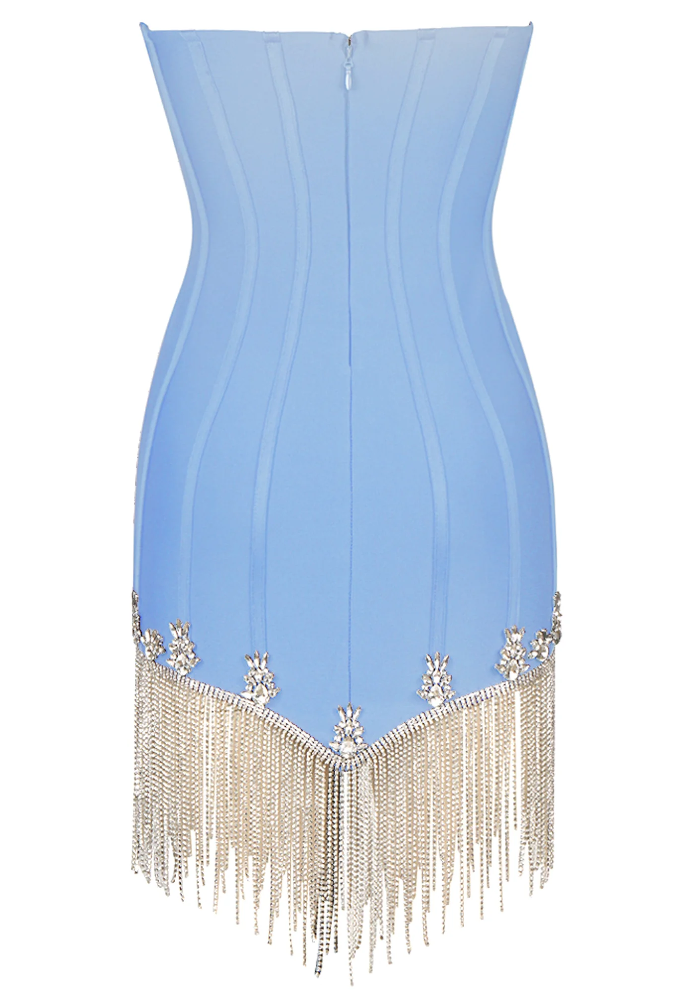 Light Blue Crystal Tassel Mini Dress