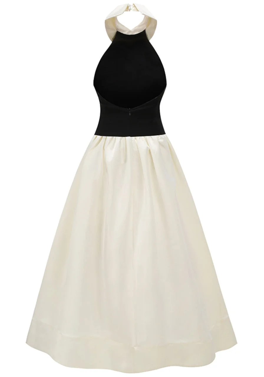 Black Halter A-Line Maxi Dress - Elegant Sleeveless Design