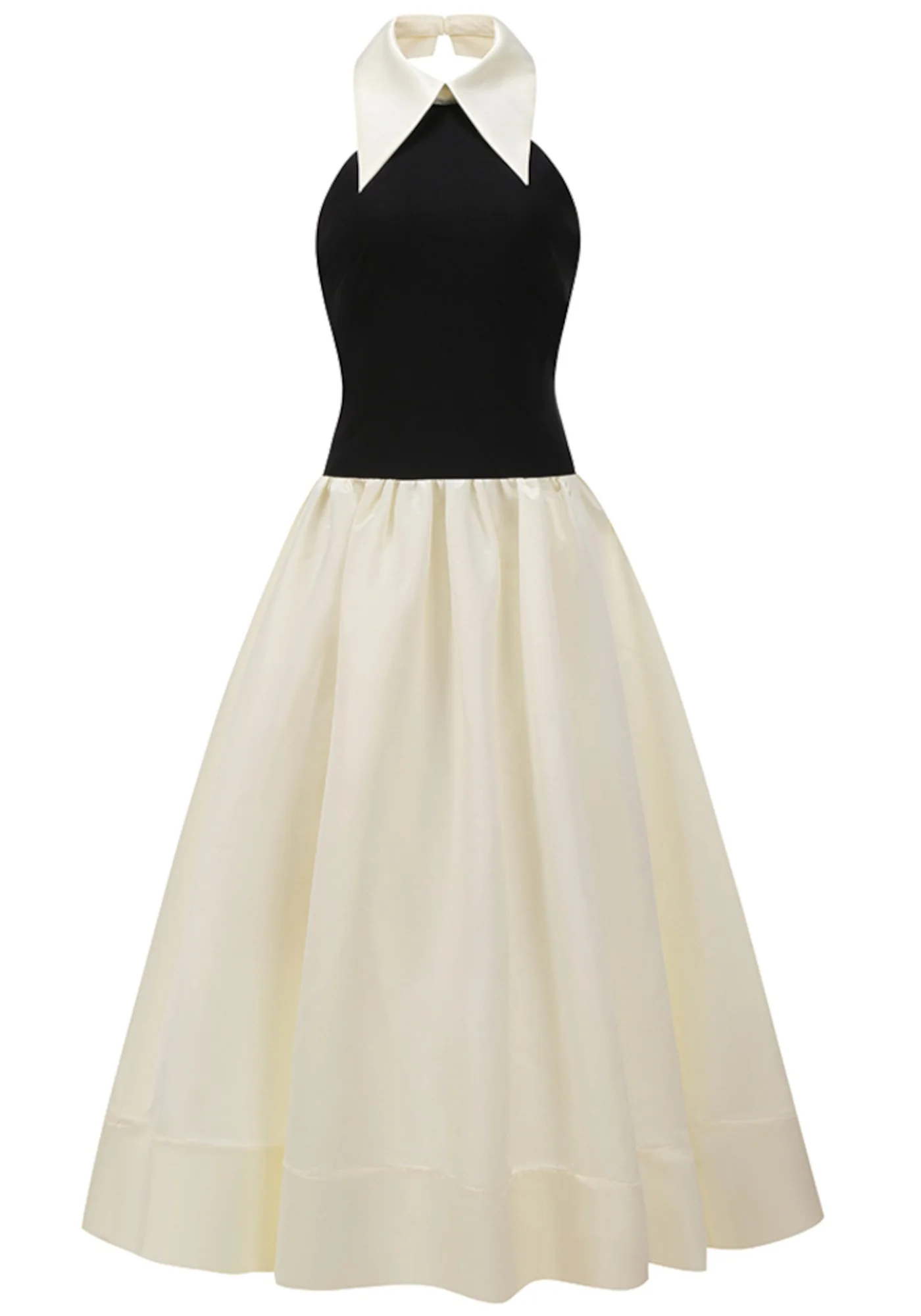 Black Halter A-Line Maxi Dress - Elegant Sleeveless Design