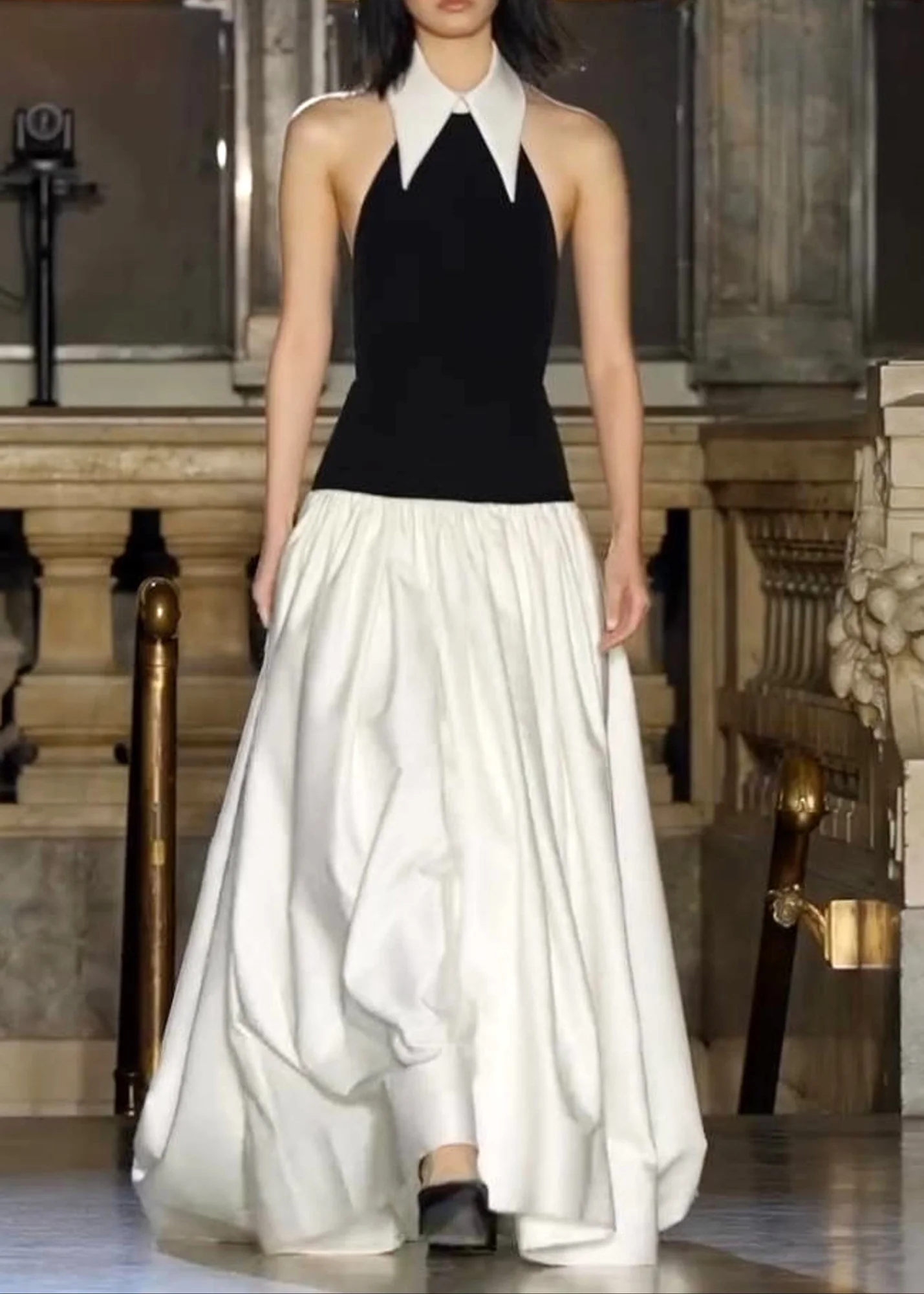 Black Halter A-Line Maxi Dress - Elegant Sleeveless Design