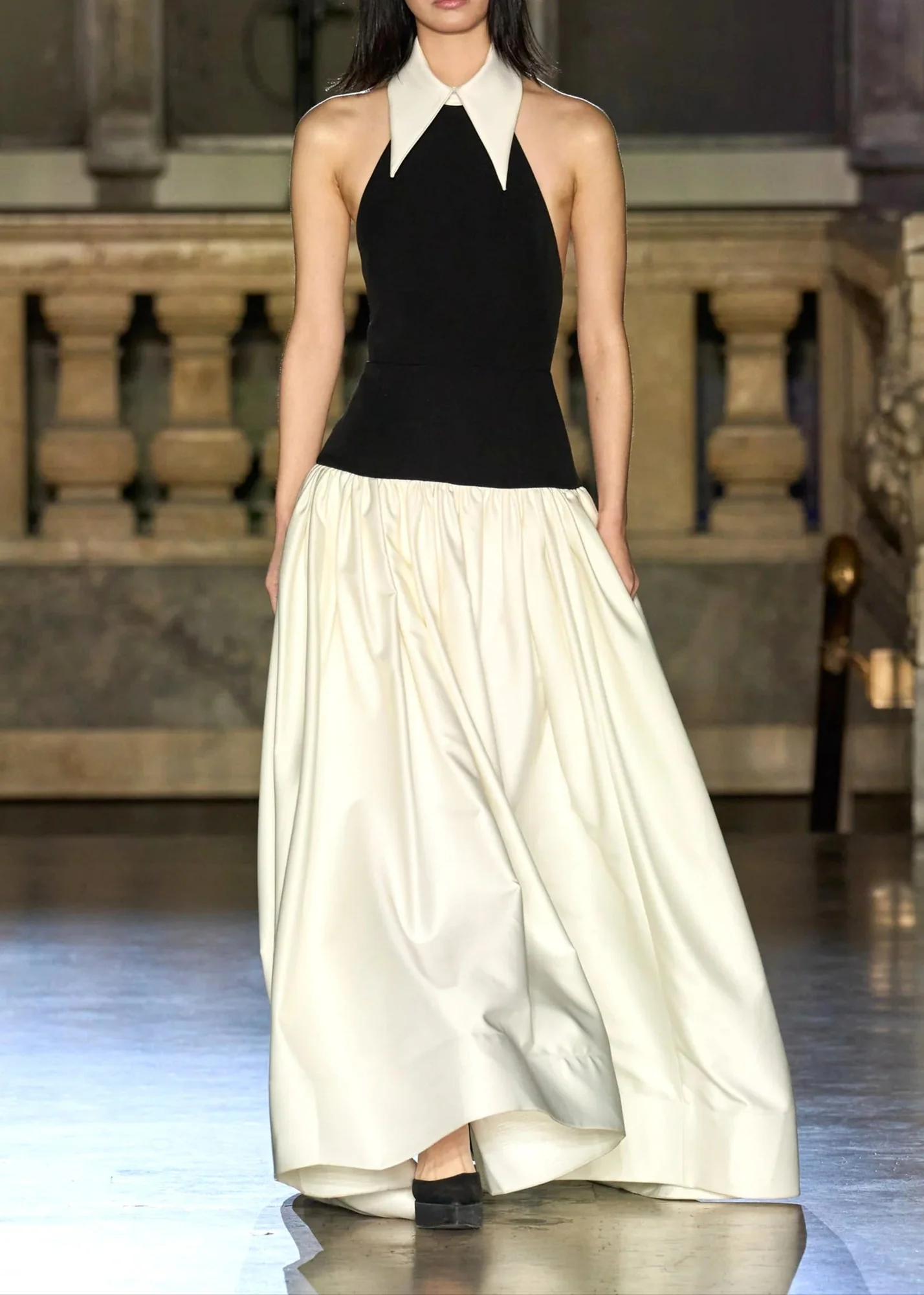 Black Halter A-Line Maxi Dress - Elegant Sleeveless Design