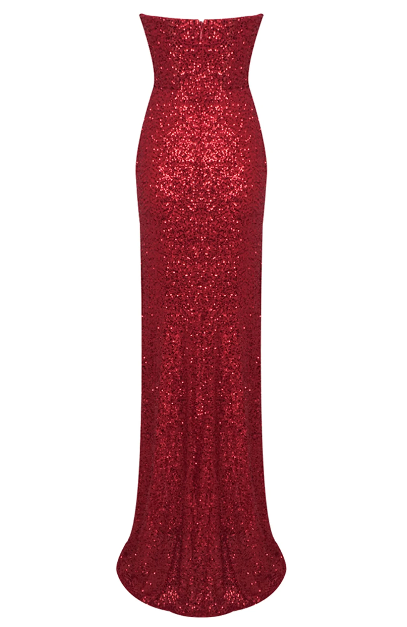 Red Crystal Sequin Strapless Maxi Dress