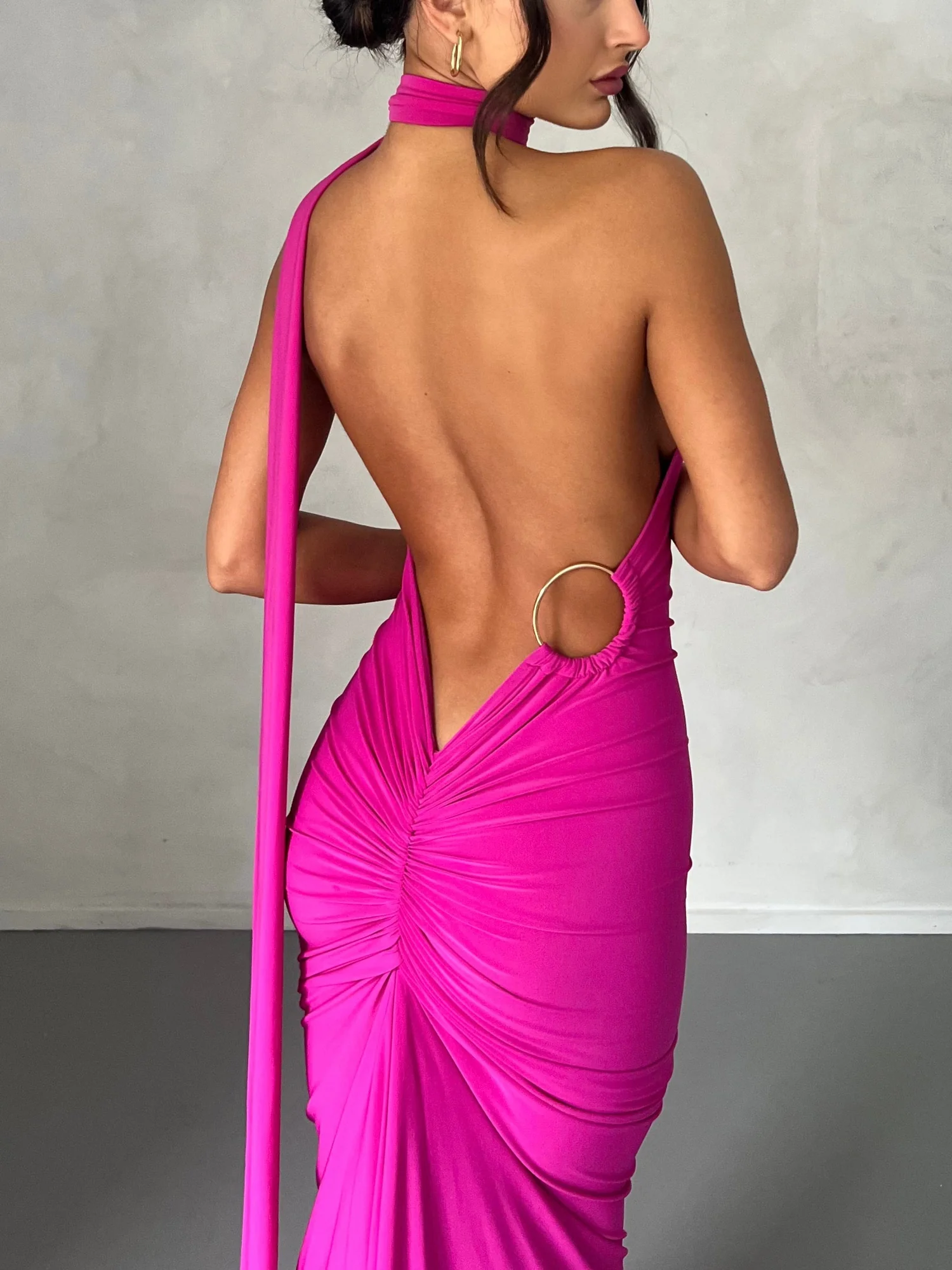 Pink Backless Maxi Dress - Vibrant Night Out Style