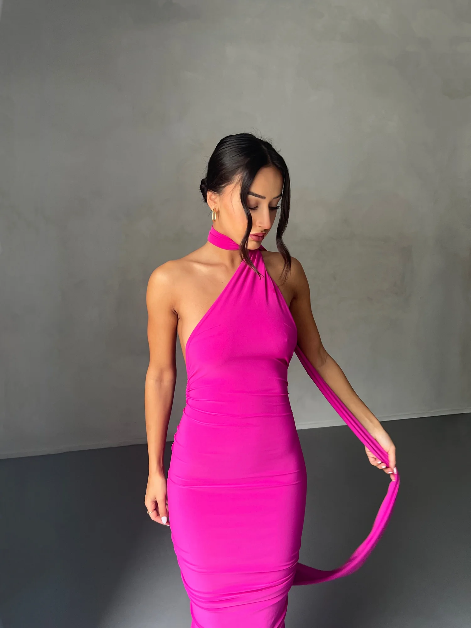 Pink Backless Maxi Dress - Vibrant Night Out Style