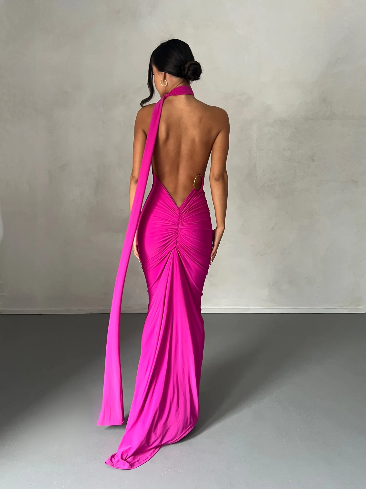 Pink Backless Maxi Dress - Vibrant Night Out Style
