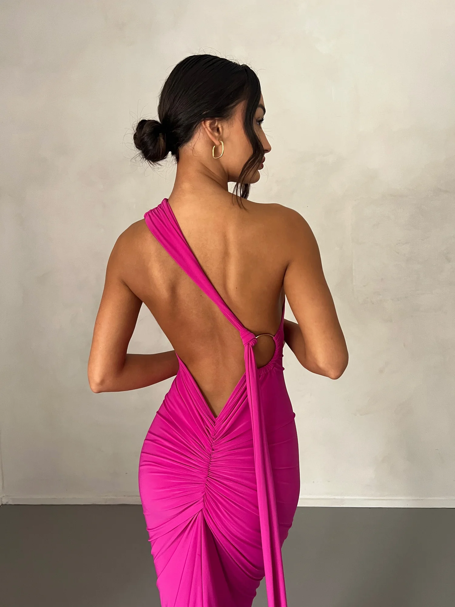 Pink Backless Maxi Dress - Vibrant Night Out Style