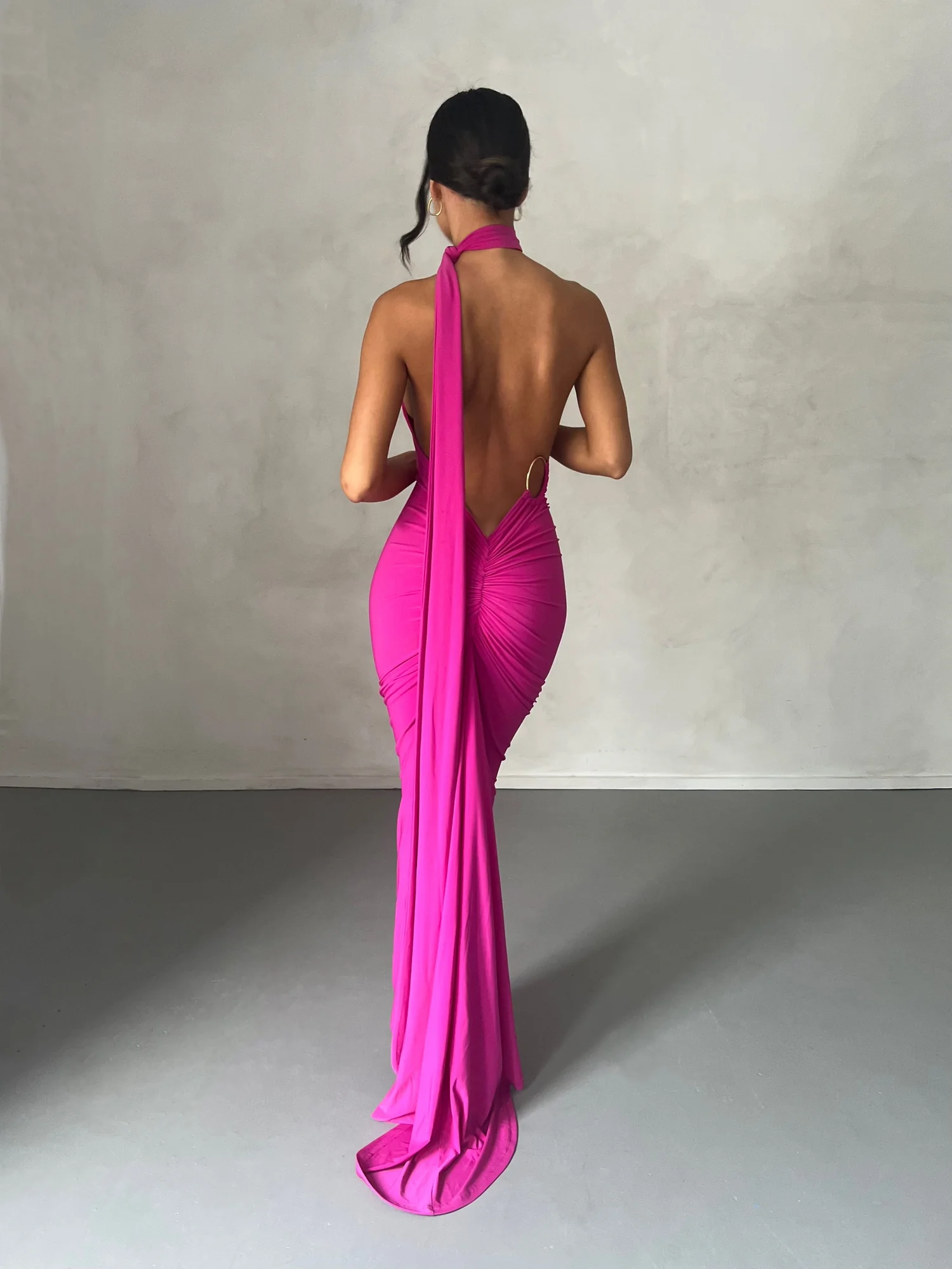 Pink Backless Maxi Dress - Vibrant Night Out Style