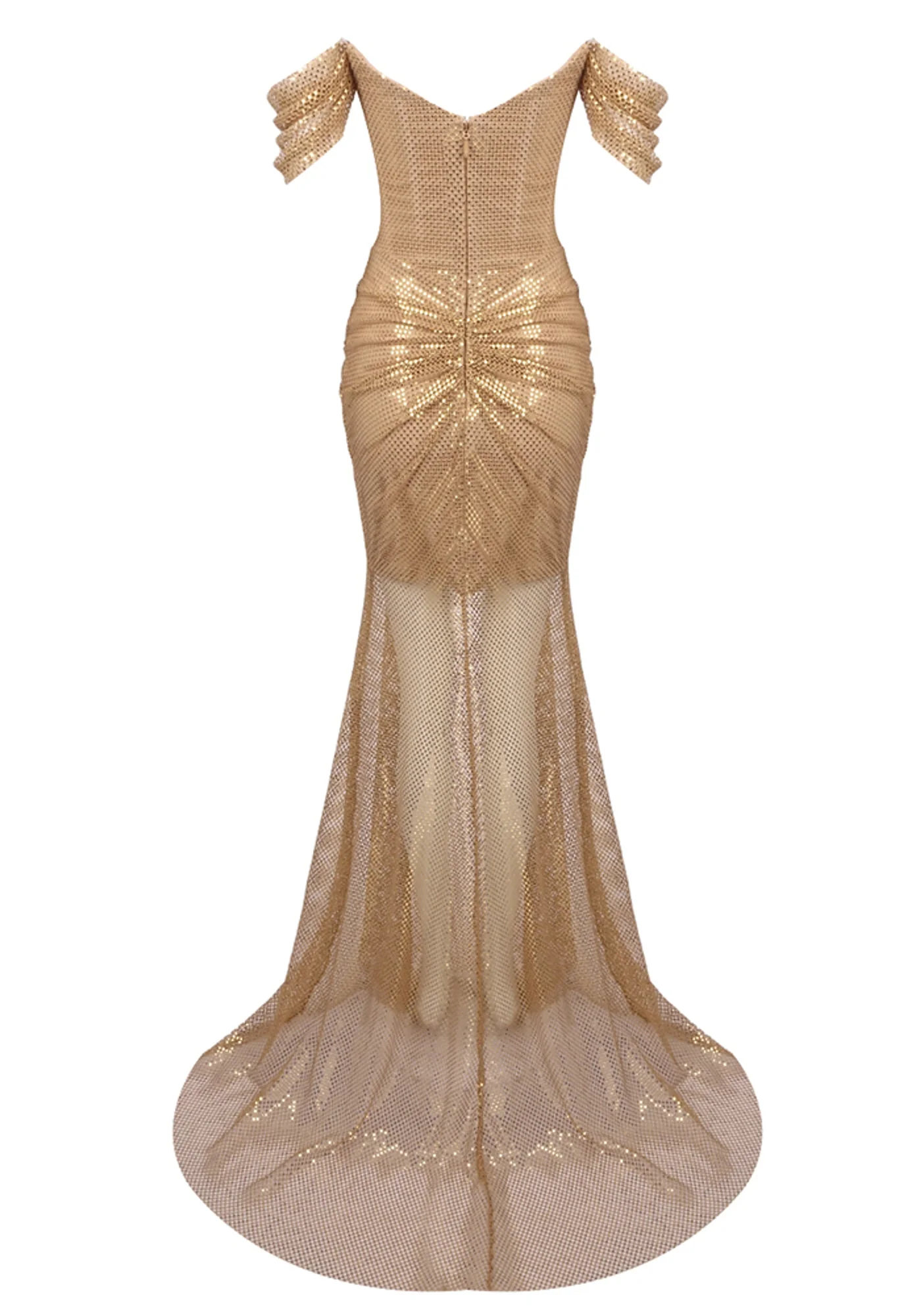 Gold Sparkly Draped Maxi Dress - Elegant Sleeveless Design