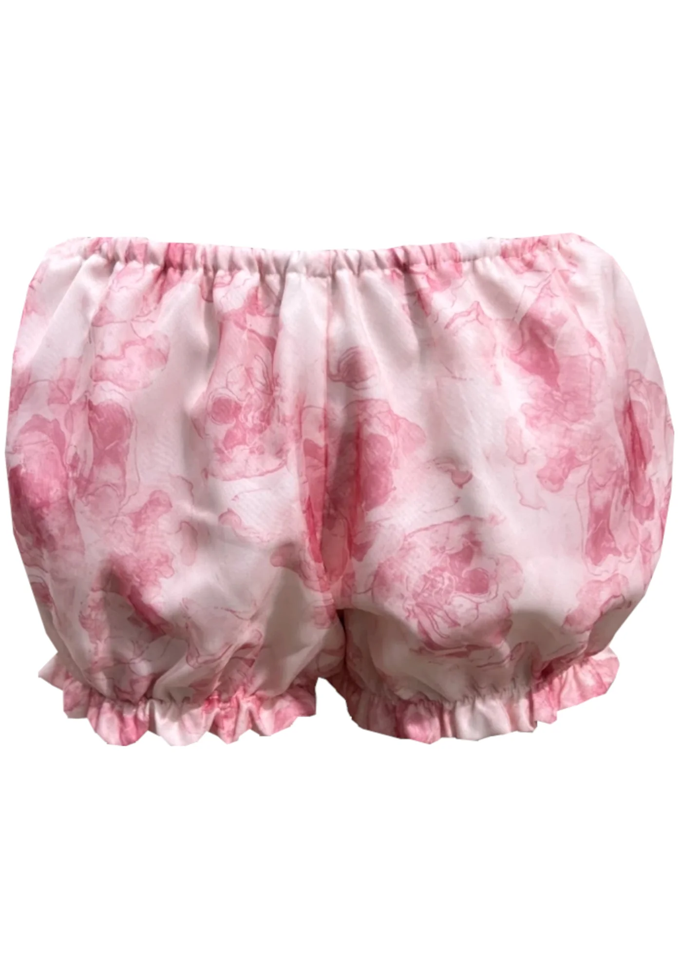 Pink Floral Bow Ruffle Mini Dress with Strapless Design